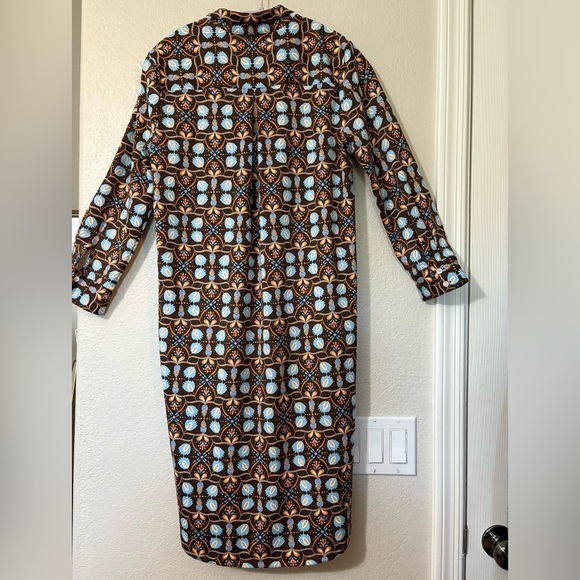 J. McLaughlin Berlin Dress in Atlas Tile. Very Cute Brown, Pastel Blue, Orange. - Picture 2 of 13